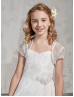 Sweetheart Neck Ivory Eyelash Lace Flower Girl Dress With Jacket